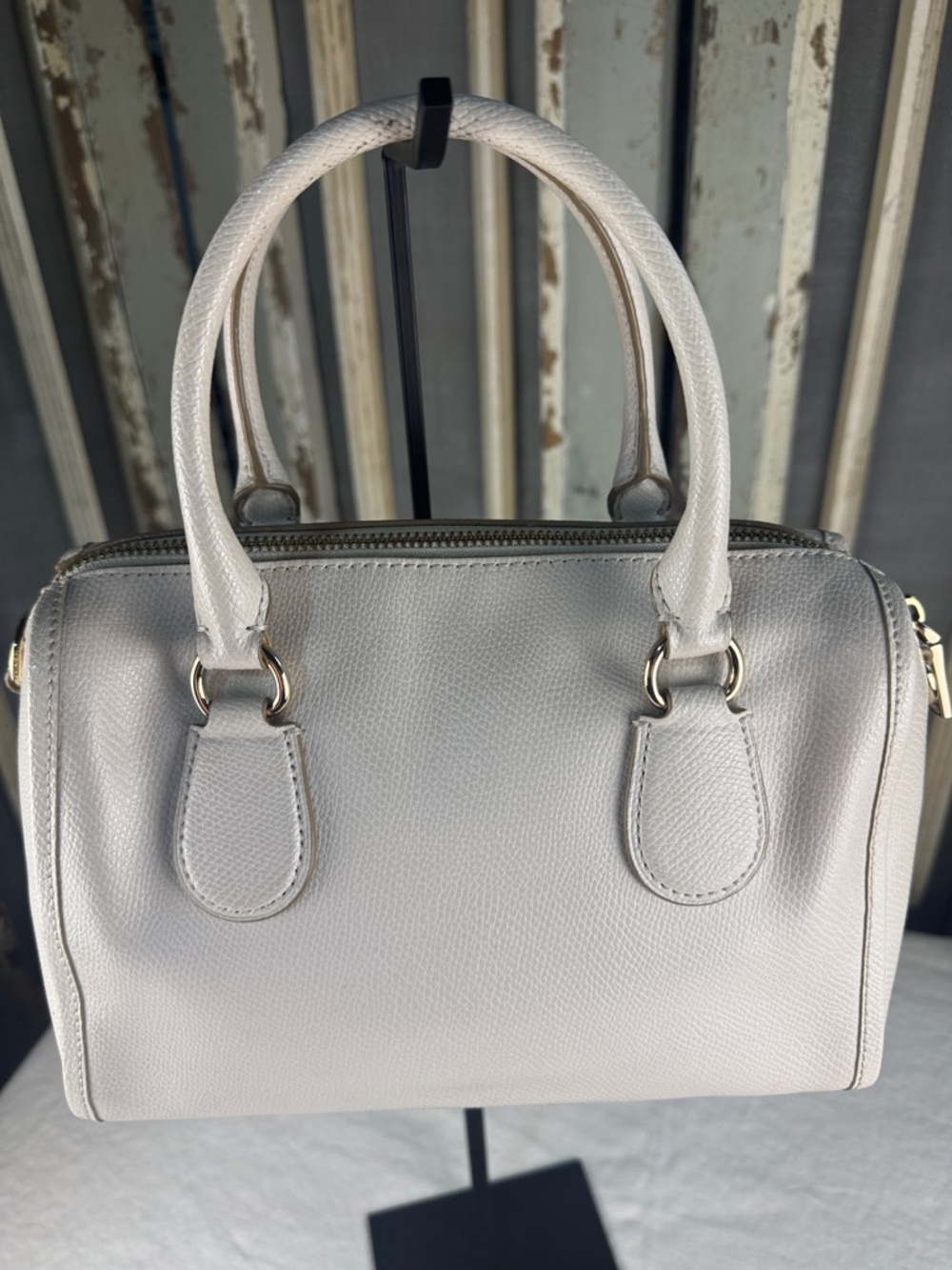 Coach Cream Bennett Mini Leather Satchel with Gold Plaque - Picture 2 of 13